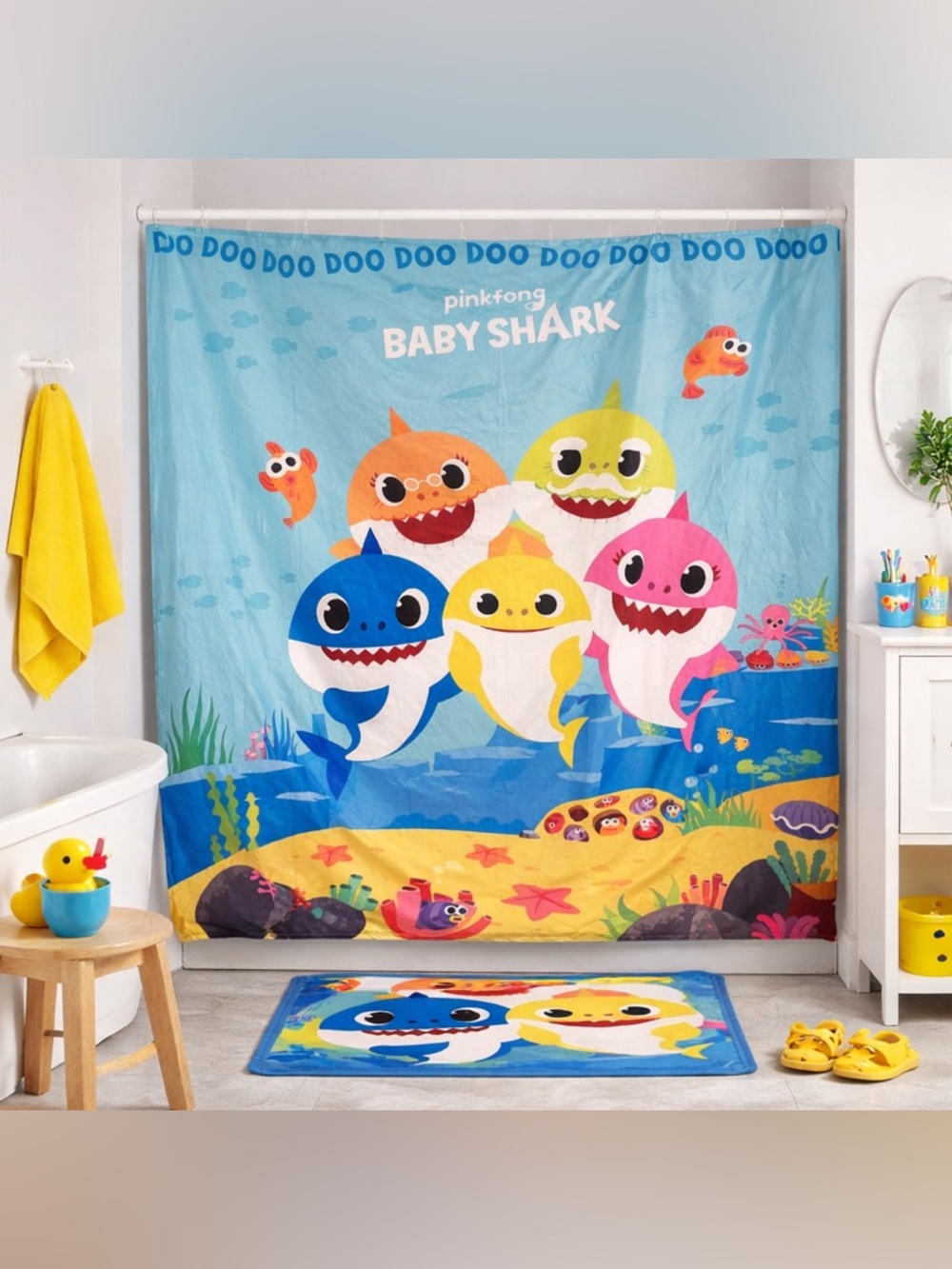 Baby Shark Shower Curtain Pinkfong Nickelodeon Kids Bathroom